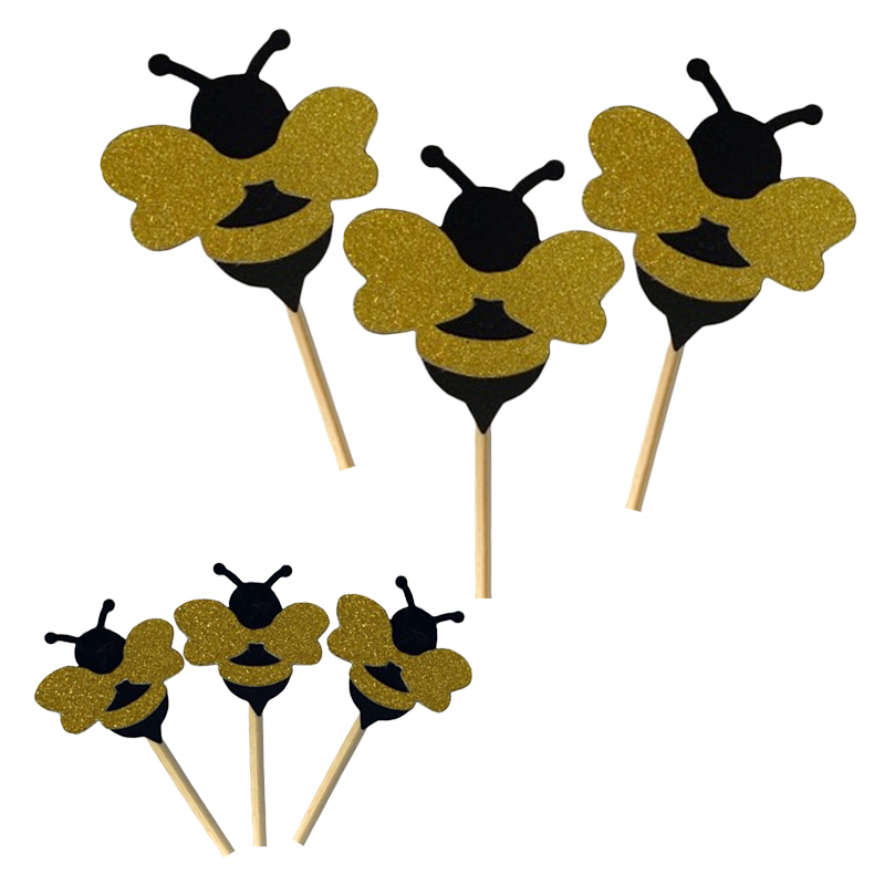 Paper Card Buzzy Bee Toppers 6pcs