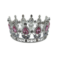 Silver Crown With Pink Gems Cake Topper Decoration 9cm