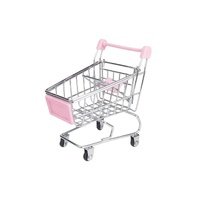 11cm Metal Shopping Cart Pink