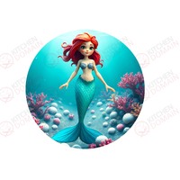 Mermaid Edible Cake Image - Round  #04