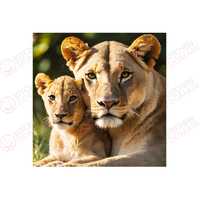 Lioness And Cub Edible Image #04 - Square