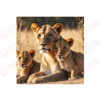 Lioness And Cubs Edible Image #05 - Square