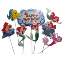 Ariel Mermaid Happy Birthday Cake Topper Set