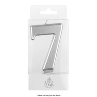 Wish Metallic Silver Candle Number 7