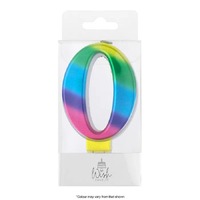 Wish Metallic Rainbow Candle Number 0