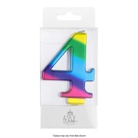 Wish Metallic Rainbow Candle Number 4