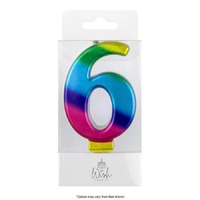 Wish Metallic Rainbow Candle Number 6