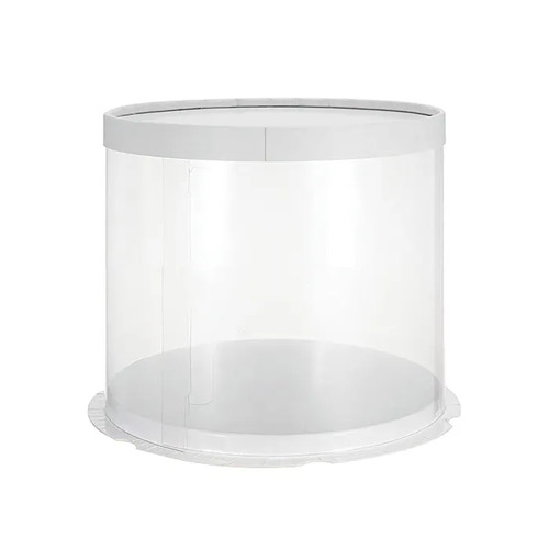 Clear Tube Cake Box - White Lid & Base 8x8x8 Inch