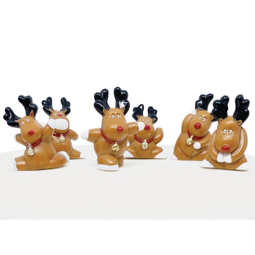 Fun Rudolph Plastic Cake Topper Picks 6pcs