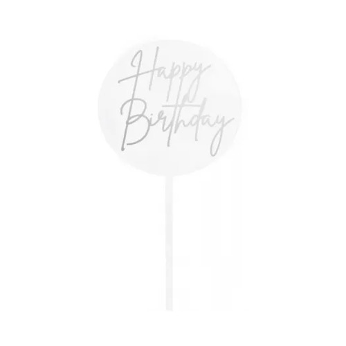 Acrylic Round Silver Birthday Topper