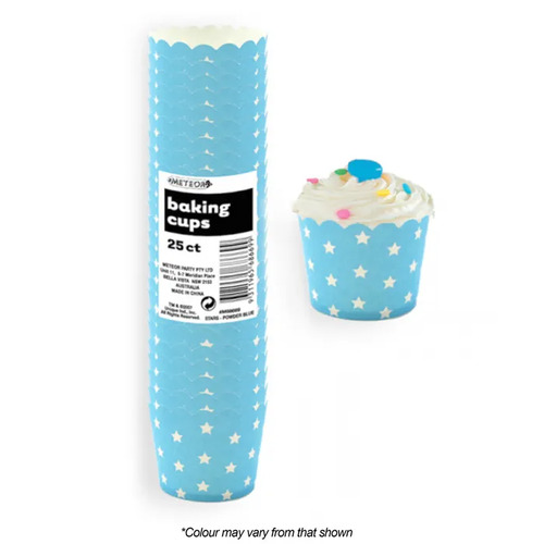 Stars Powder Blue Baking Cups 25 Pack