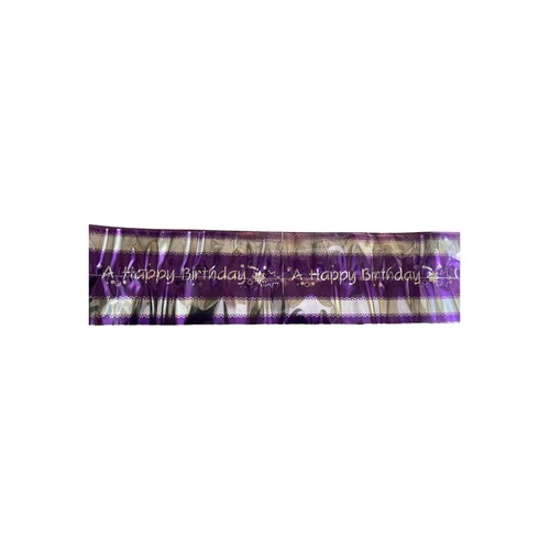 Cake Frill Happy Birthday Purple & Silver 76mm