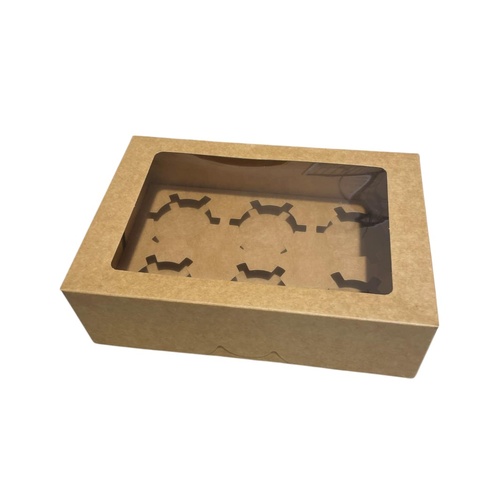 Kraft Brown Cupcake Box With Insert - 6 Standard Cupcakes