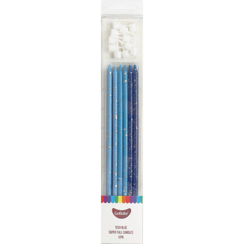 GoBake Candles Super Tall 18cm Ombre Tech Blue