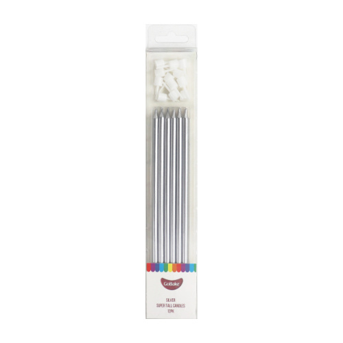 GoBake Candles Super Tall 18cm Silver