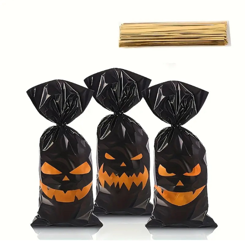 Black Halloween Treat Bags With Ties 15 Bags