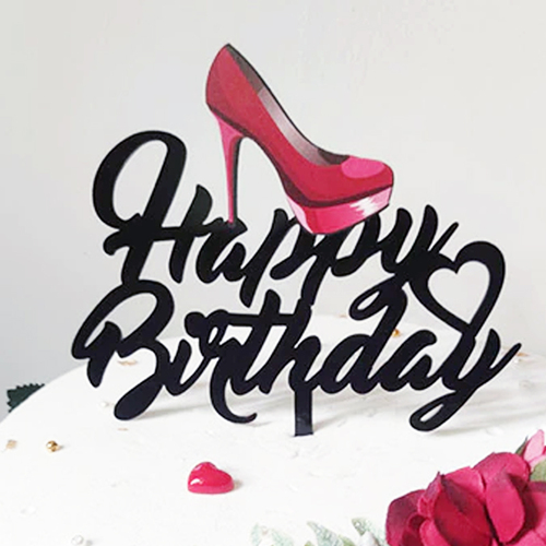 Acrylic High Heel Happy Birthday Topper