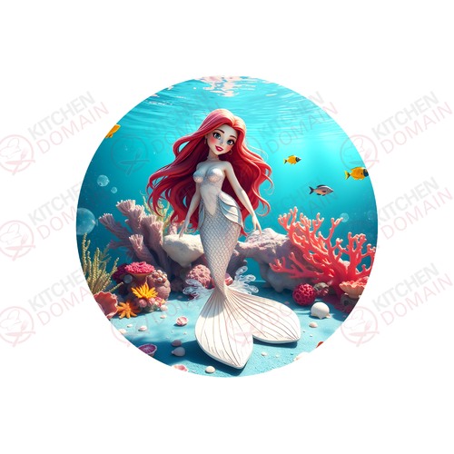 Mermaid Edible Cake Image - Round  #05