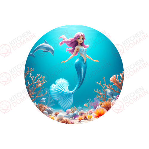 Mermaid Edible Cake Image - Round  #06