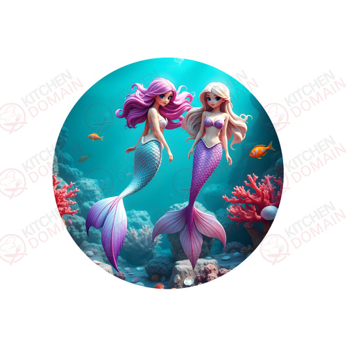 Mermaid Edible Cake Image - Round  #07