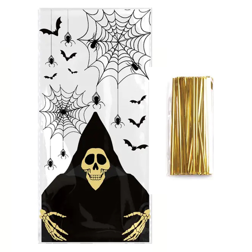 Grim Reaper Halloween Treat Bags With Ties 10 Bags