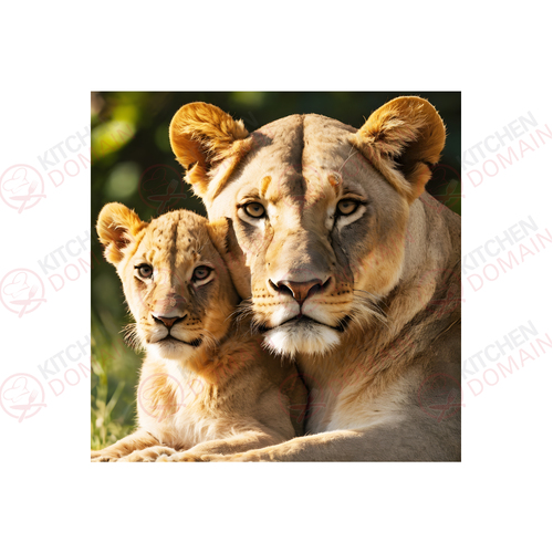 Lioness And Cub Edible Image #04 - Square