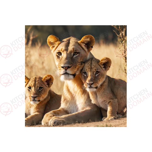 Lioness And Cubs Edible Image #05 - Square