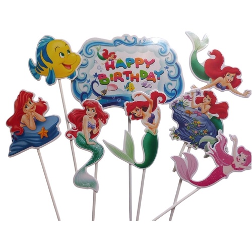 Ariel Mermaid Happy Birthday Cake Topper Set