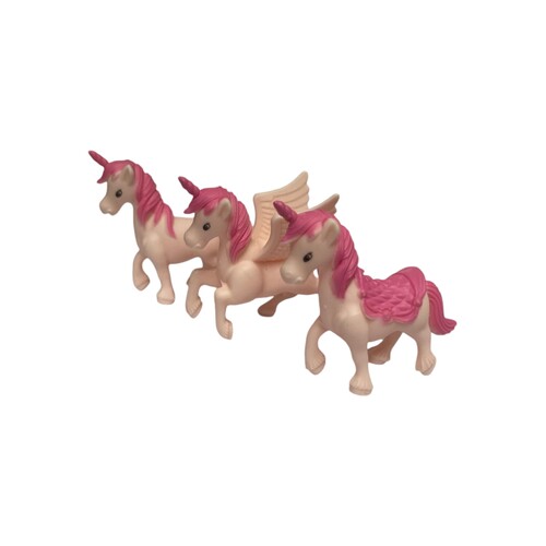 Pink Unicorn Plastic Toy Topper Set 3pcs