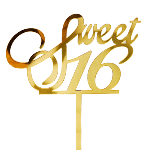 Gold Sweet 16 Cake Topper