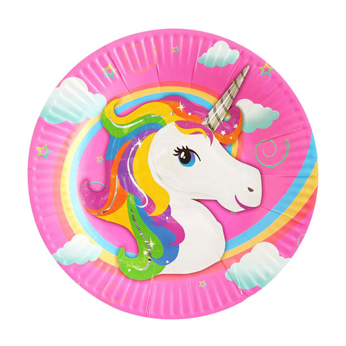 Plates Paper Unicorn Rainbow Mane - 8PK