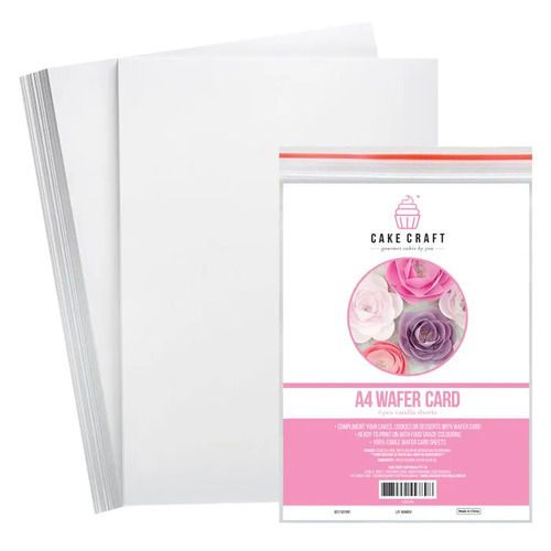 Cake Craft A4 Wafer Card Vanilla 6 piece Pack