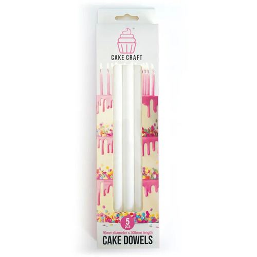 Cake Craft Plastic Dowels 16mm x 300mm - 5 Pieces 