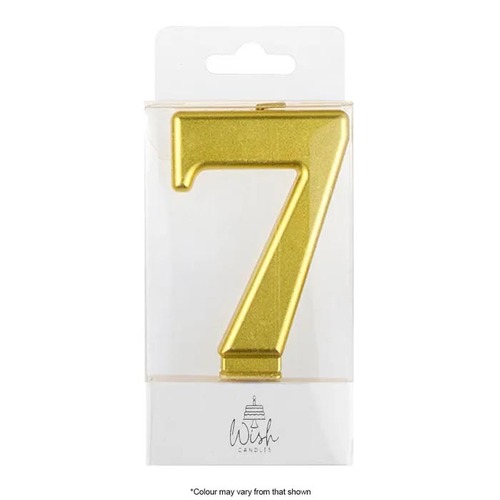 Wish Metallic Gold Candle Number 7