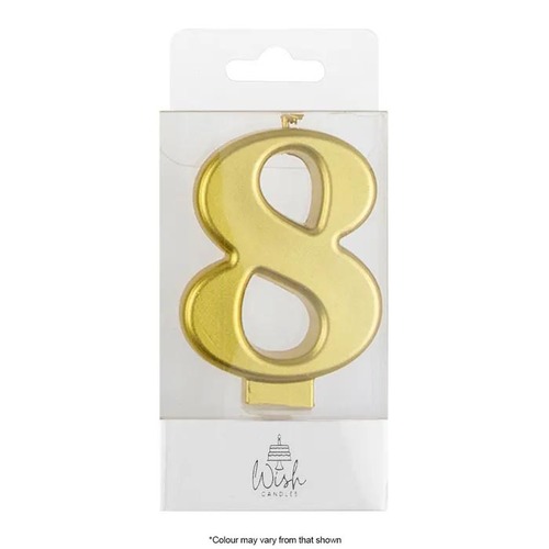 Wish Metallic Gold Candle Number 8