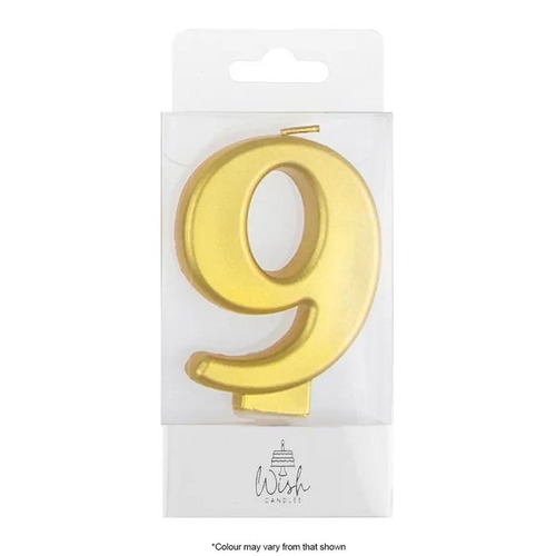 Wish Metallic Gold Candle Number 9