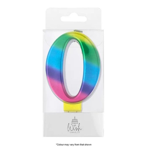 Wish Metallic Rainbow Candle Number 0