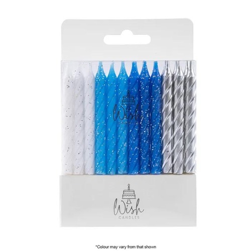 Wish Spiral Mix Blue Candles 24pc