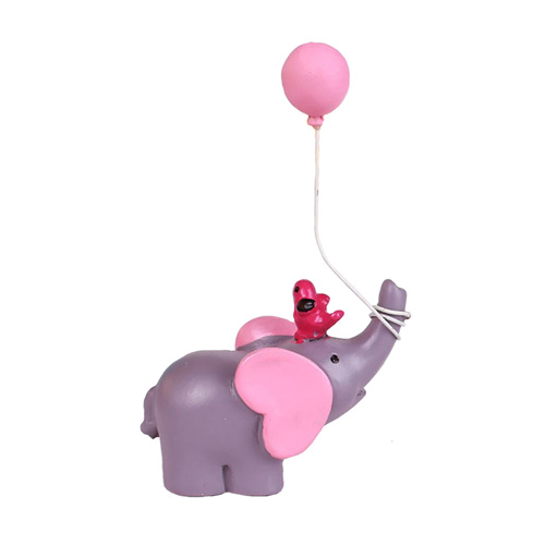 Pink Elephant & Balloon Figurine