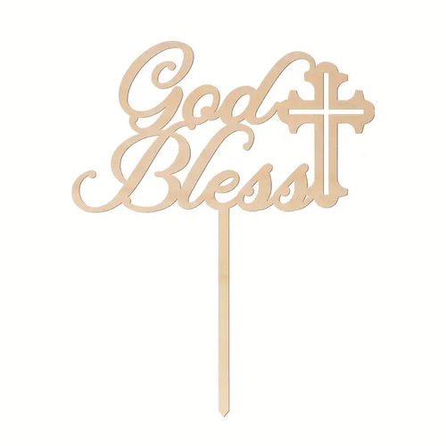 God Bless Wooden Cake Topper