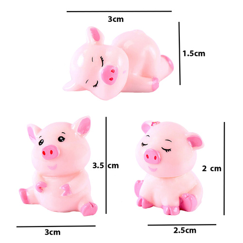 Mini Pig Figurine Set 3pcs 