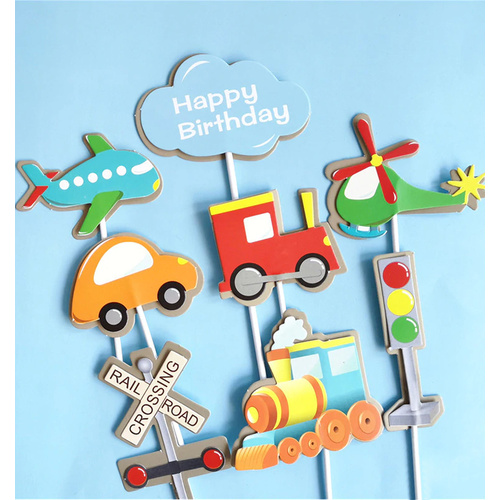 Train/Plane/Car/Helicopter  Cake Topper Set 