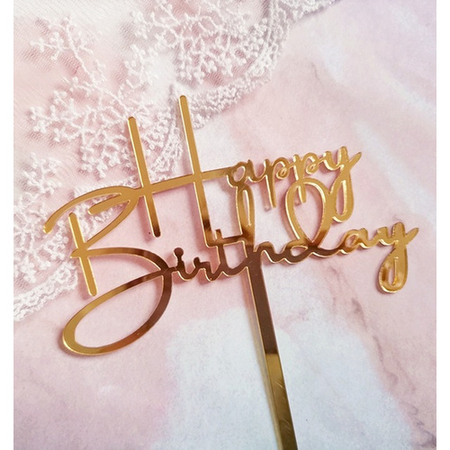 Gold Birthday Topper Acrylic 14cm