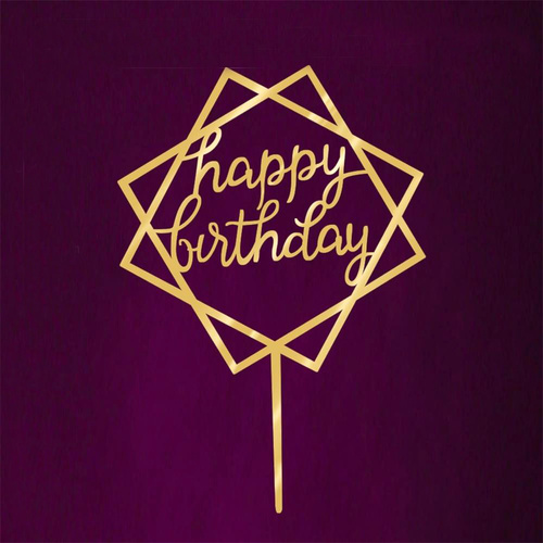 Gold Mirror Squares Happy Birthday 17cm