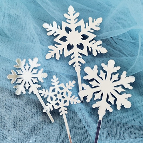 Snowflake Topper Silver 4pcs